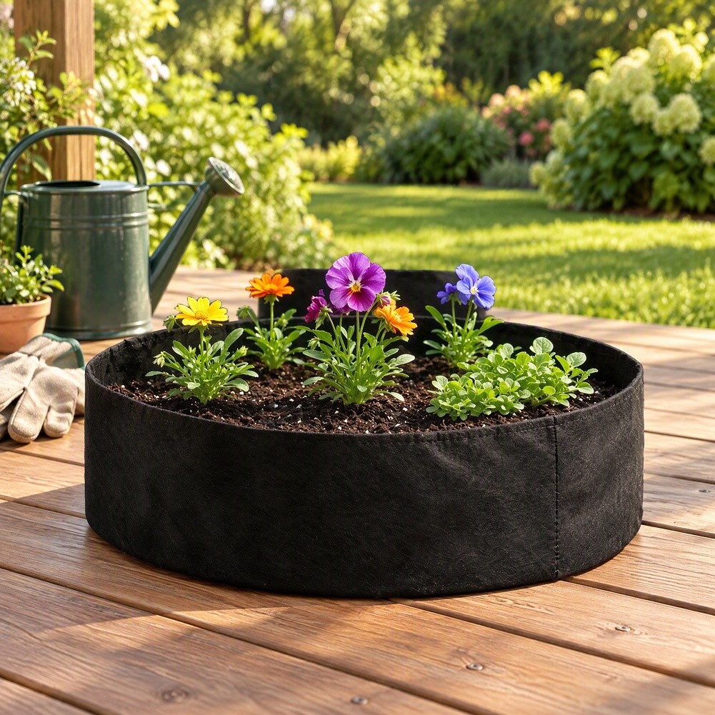 Grow Bag - Bolsa de fieltro circular grande para